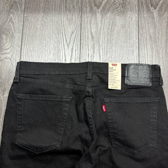 Levis 514 Black Jeans 34 x 30 New Straight NWT Denim - Picture 3 of 11